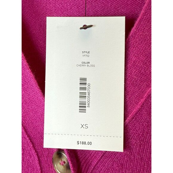 C by Bloomingdale's Cashmere Grandmother Sweater Women's Size XS Cherry Blossom - Picture 3 of 9